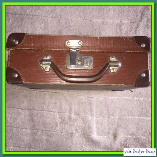 Other Antiques & Collectables VINTAGE BROWN SCHOOL SUITCASE (30CM) AS
